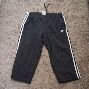 Adidas Black Capris with White Stripes